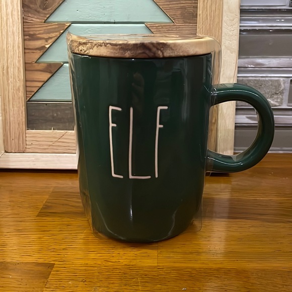 Rae Dunn green elf mug with coaster top - Picture 1 of 2